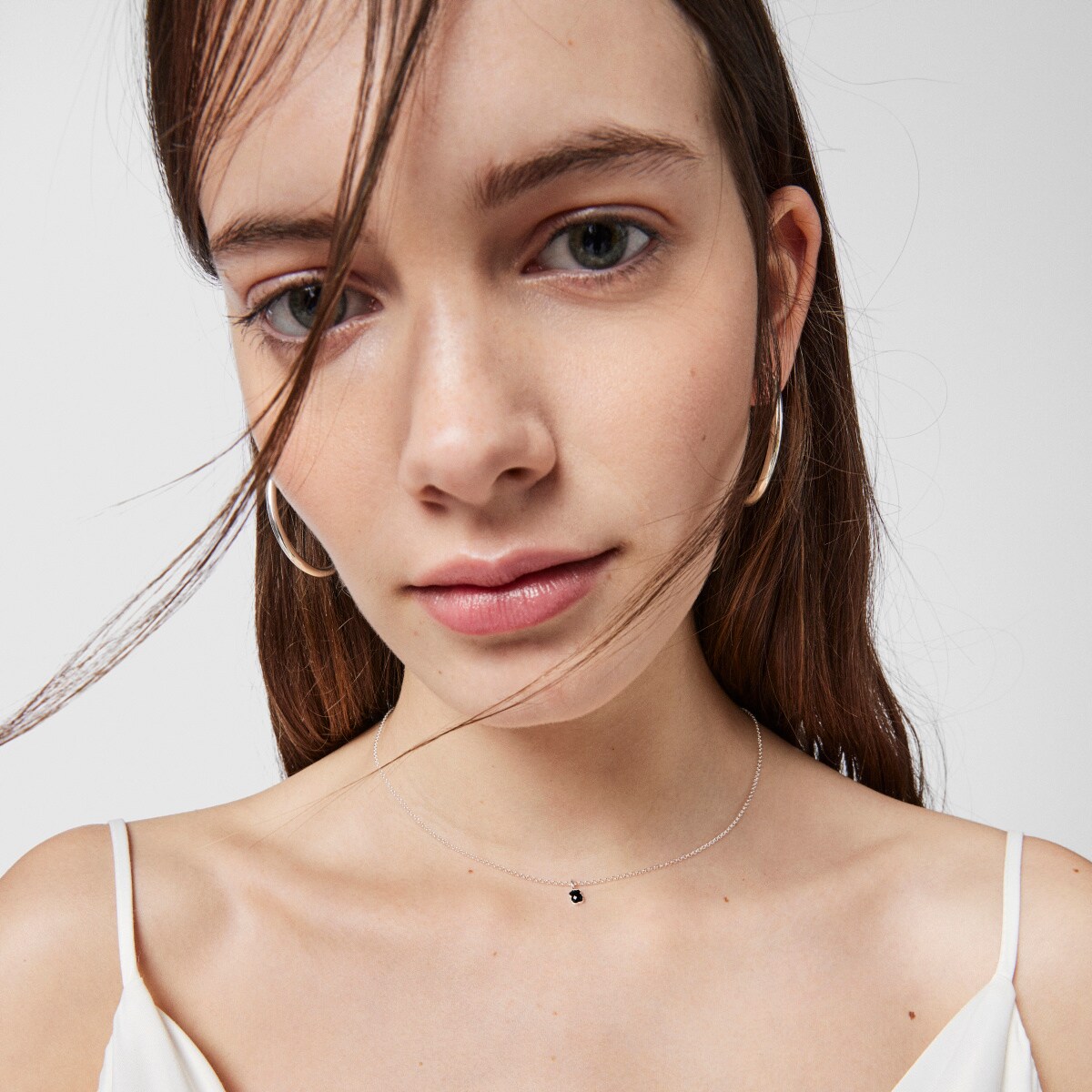 TOUS Mini Onix Necklace in Silver with Onyx 0,4cm