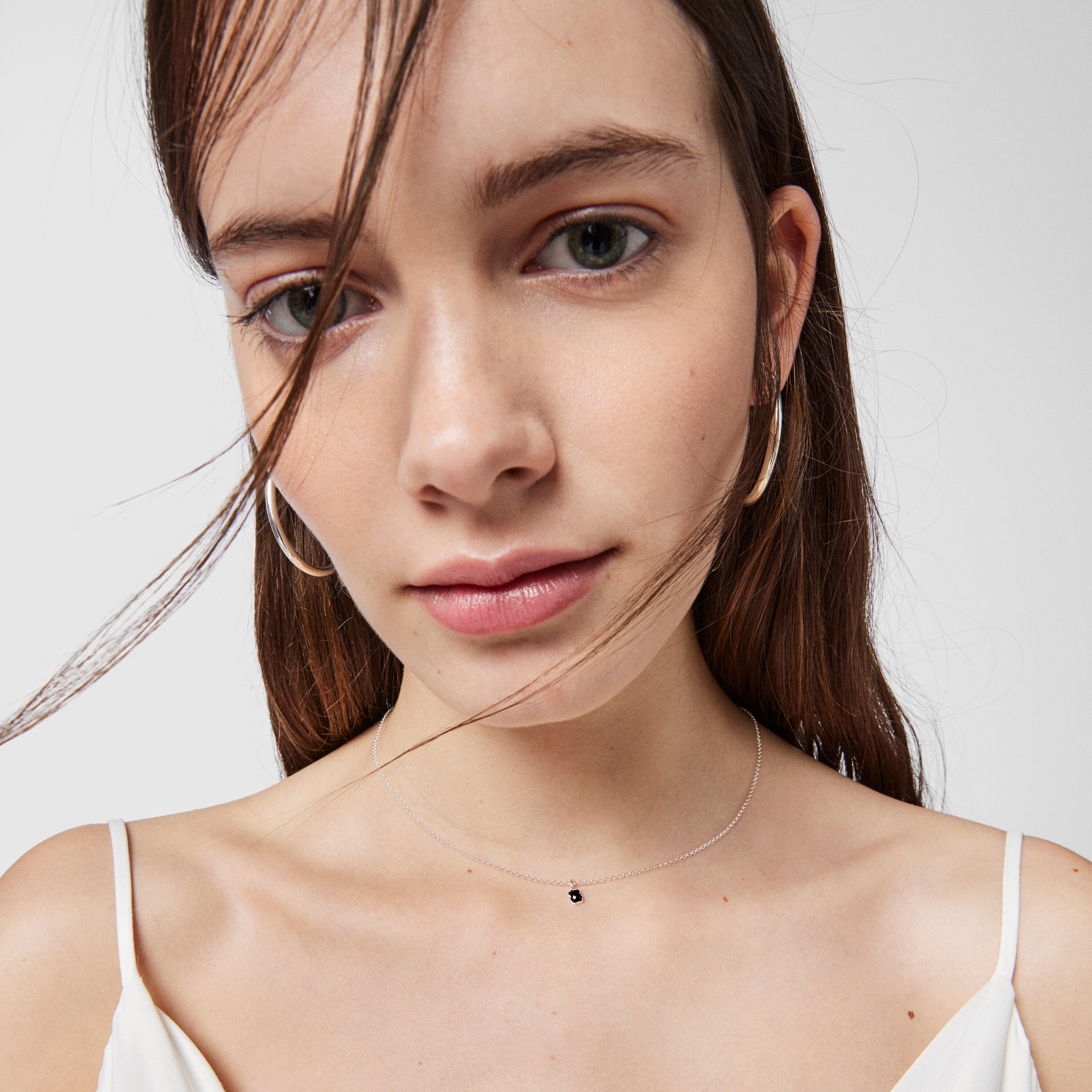 TOUS Mini Onix Necklace in Silver with Onyx 0,4cm.