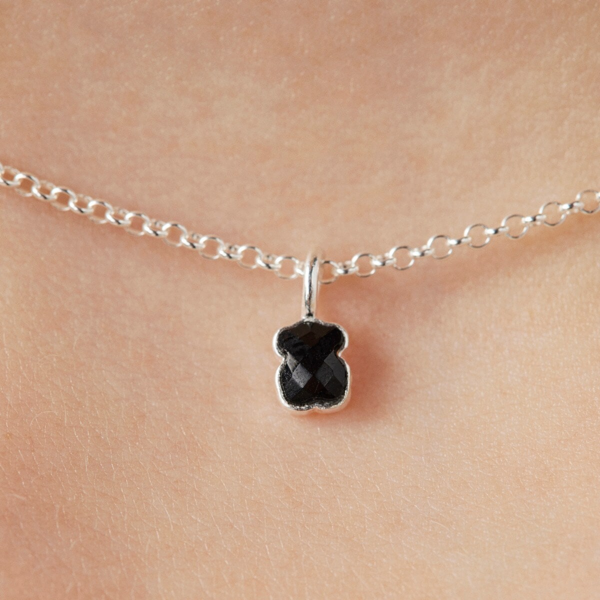 TOUS Mini Onix Necklace in Silver with Onyx 0,4cm