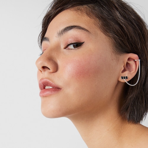 Earcuff de plata con ónix TOUS Mini Onix