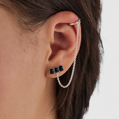 Earcuff de plata con ónix TOUS Mini Onix
