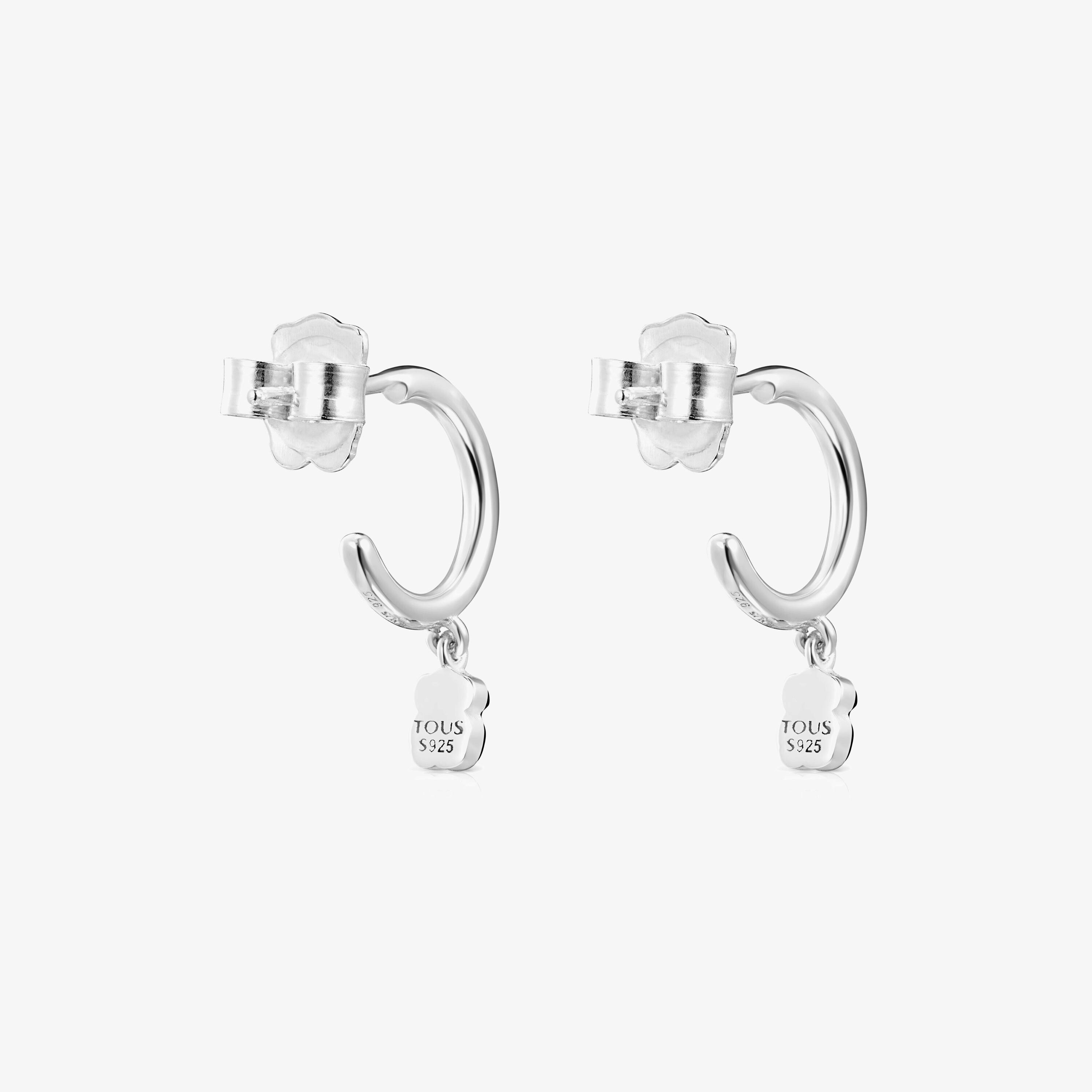 TOUS Mini Onix Earrings in Silver with Onyx 1,3cm.
