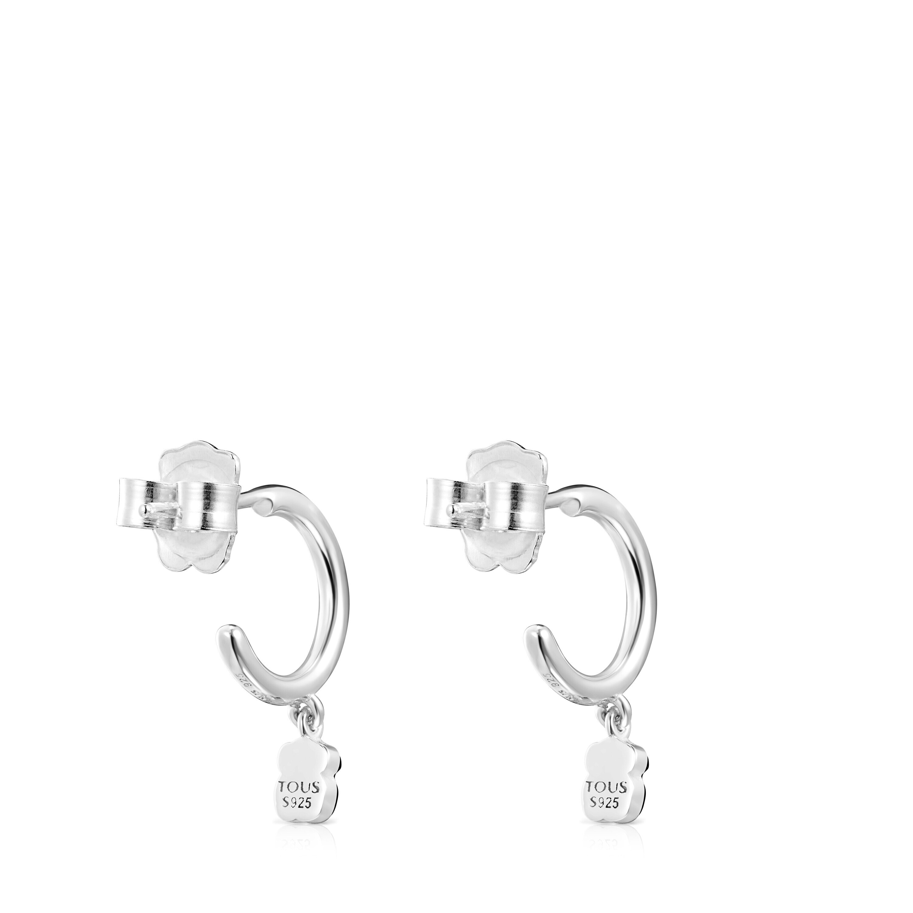 TOUS Mini Onix Earrings in Silver with Onyx 1,3cm.