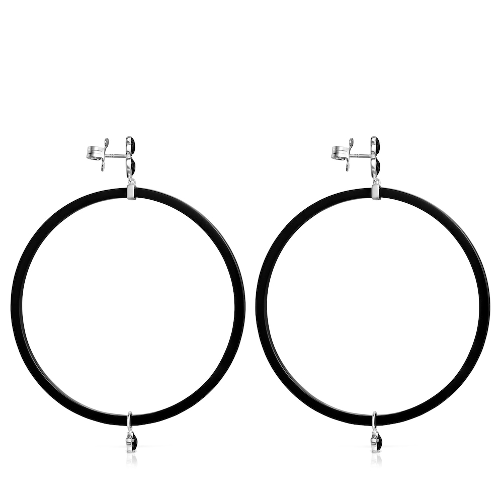 Large Mini Onix Earrings in Resin with Silver and Onyx