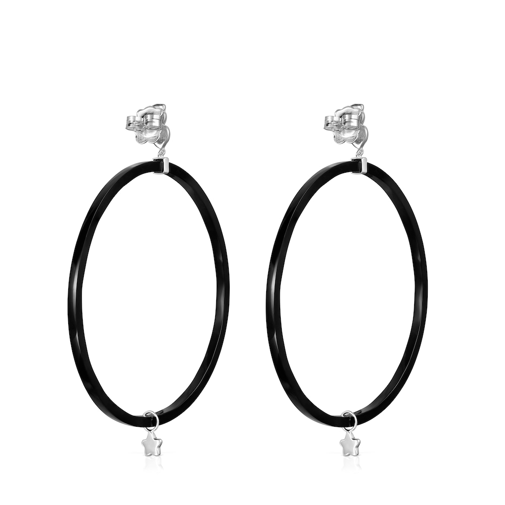 Large Mini Onix Earrings in Resin with Silver and Onyx