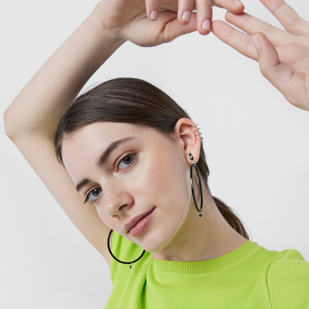 Large Mini Onix Earrings in Resin with Silver and Onyx