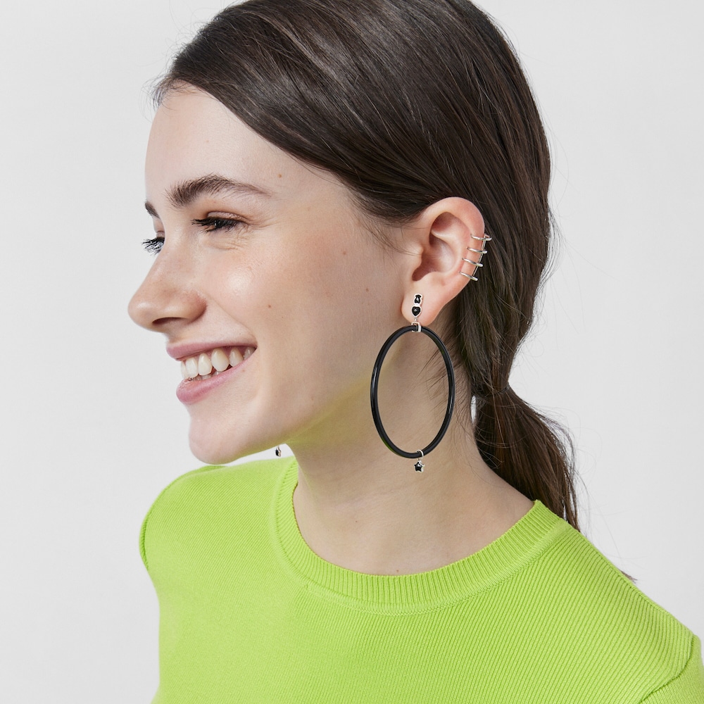 Large Mini Onix Earrings in Resin with Silver and Onyx