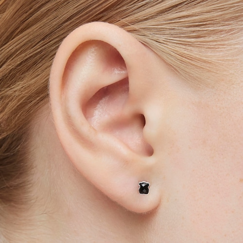 TOUS Mini Onix Earrings in Silver with Onyx 0,4cm