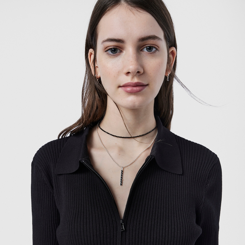 Mini Onix Pendant in Silver with Onyx