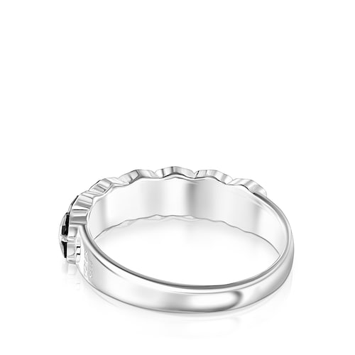 TOUS Mini Onix Ring in Silver with Onyx 0,4cm