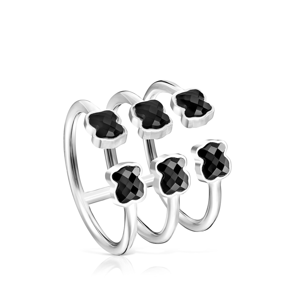 Anillo triple de plata con &oacute;nix TOUS Mini Onix