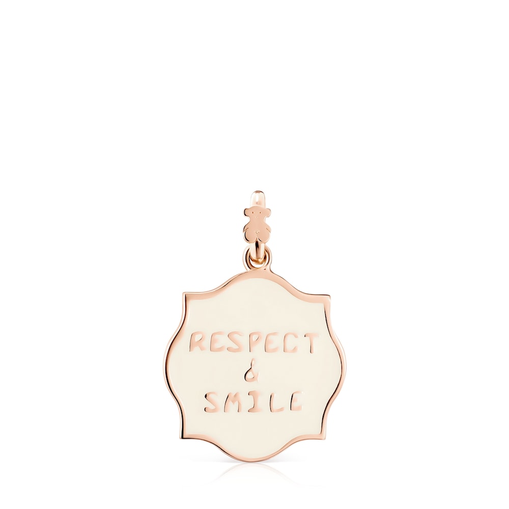 Medallions Respect & Smile Pendant in 18K gold vermeil with Enamel