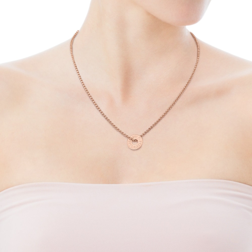 Colgante Respect & Smile disco con baño de oro rosa 18 kt sobre plata Medallions image number 3