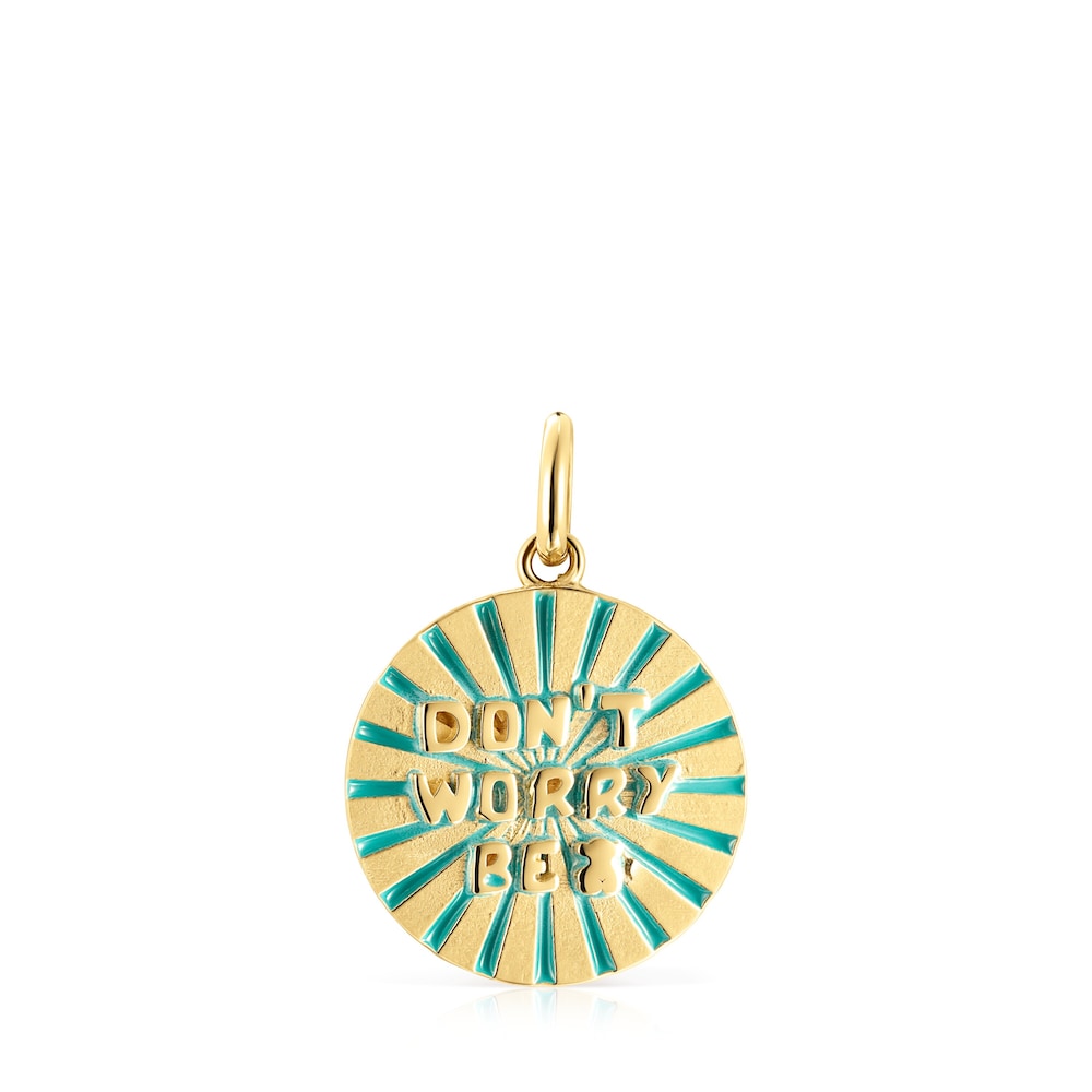 Medallions Dont Worry Pendant in 18K gold vermeil with Enamel