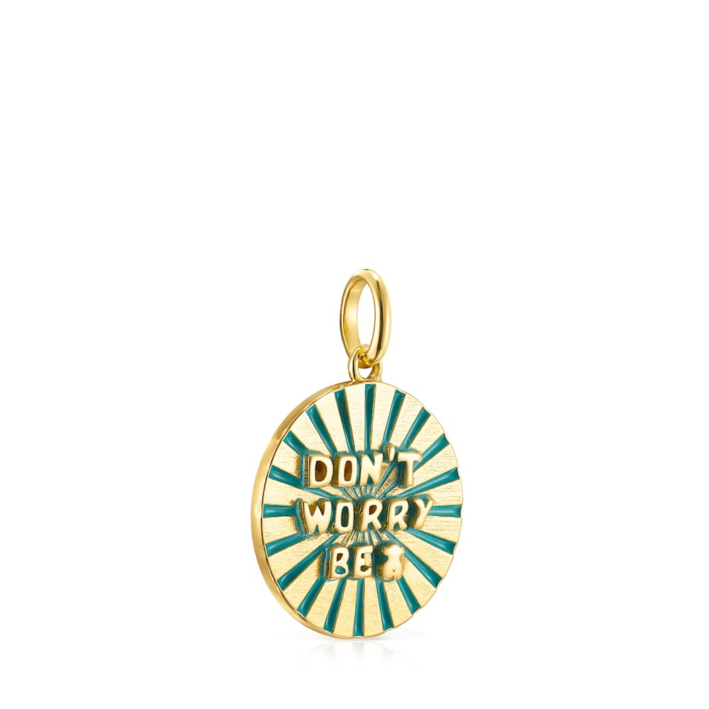 Medallions Dont Worry Pendant in 18K gold vermeil with Enamel