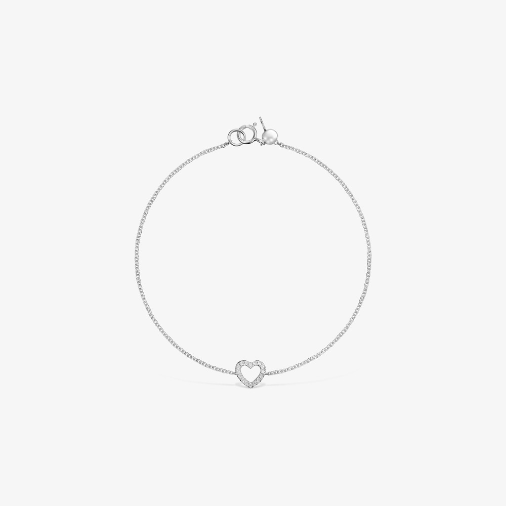 18K white gold Les Classiques heart Bracelet with Diamonds
