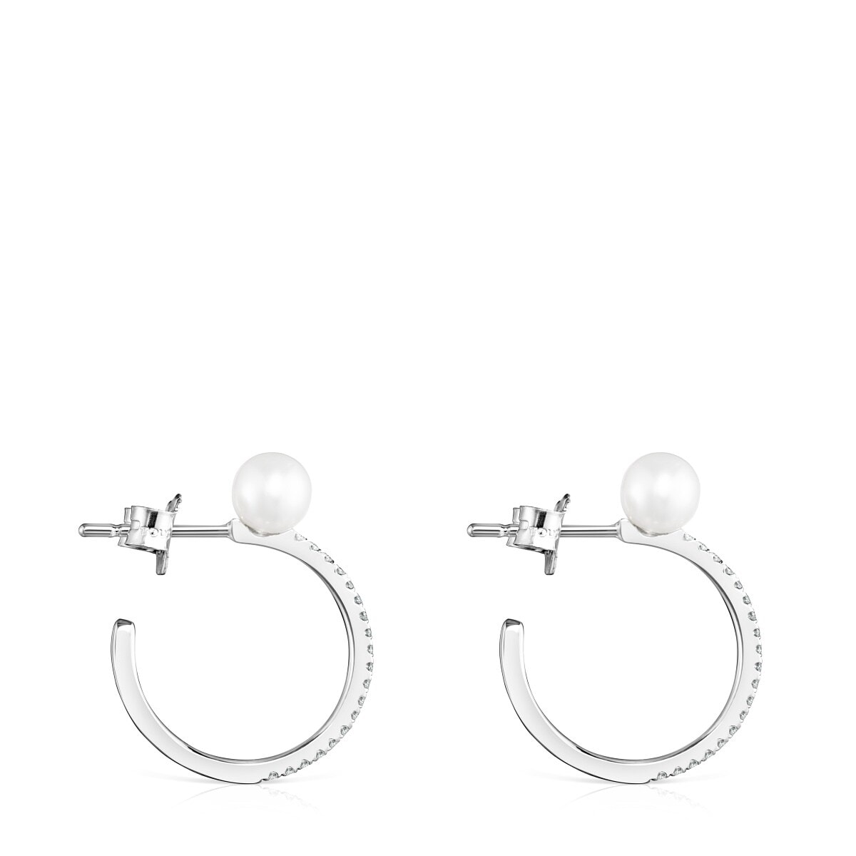 Large Les Classiques Earrings in White Gold with Diamond and Pearl