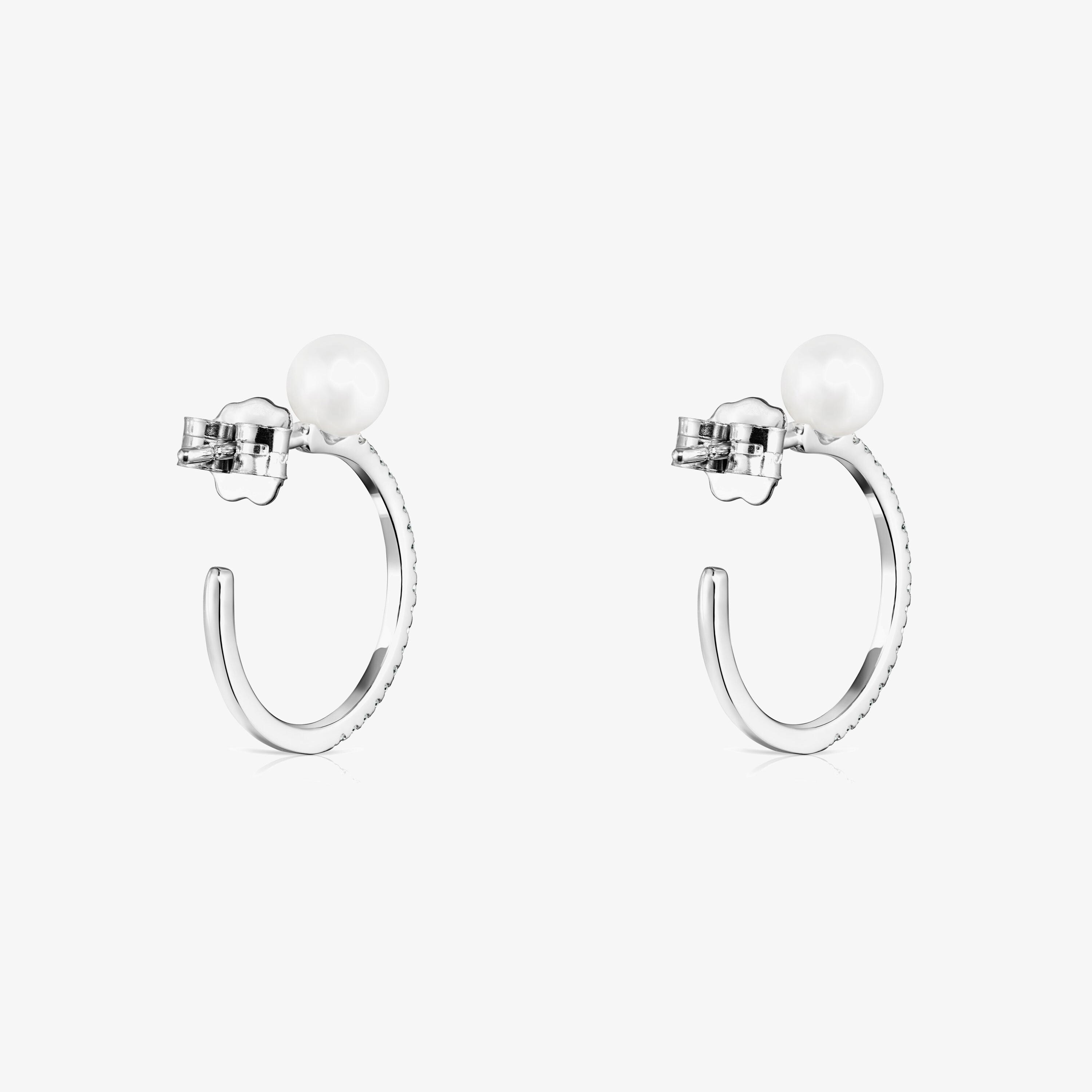 Large Les Classiques Earrings in 18K white gold with Diamond and Pearl