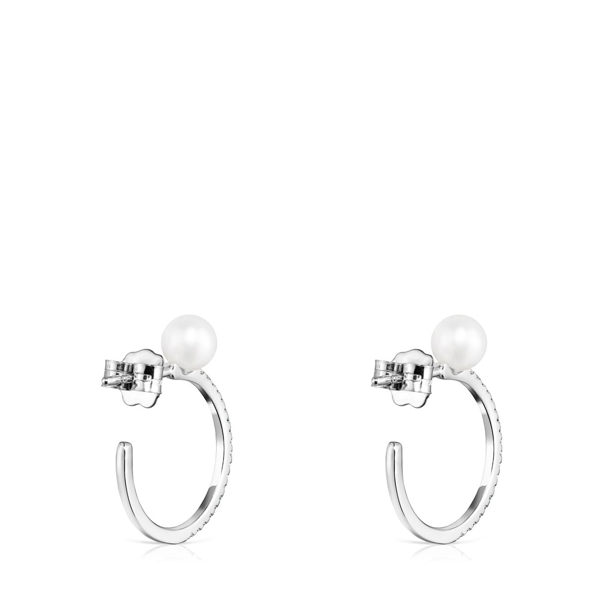 Large Les Classiques Earrings in White Gold with Diamond and Pearl