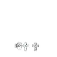 Pendientes cruz de oro blanco y diamantes Les Classiques