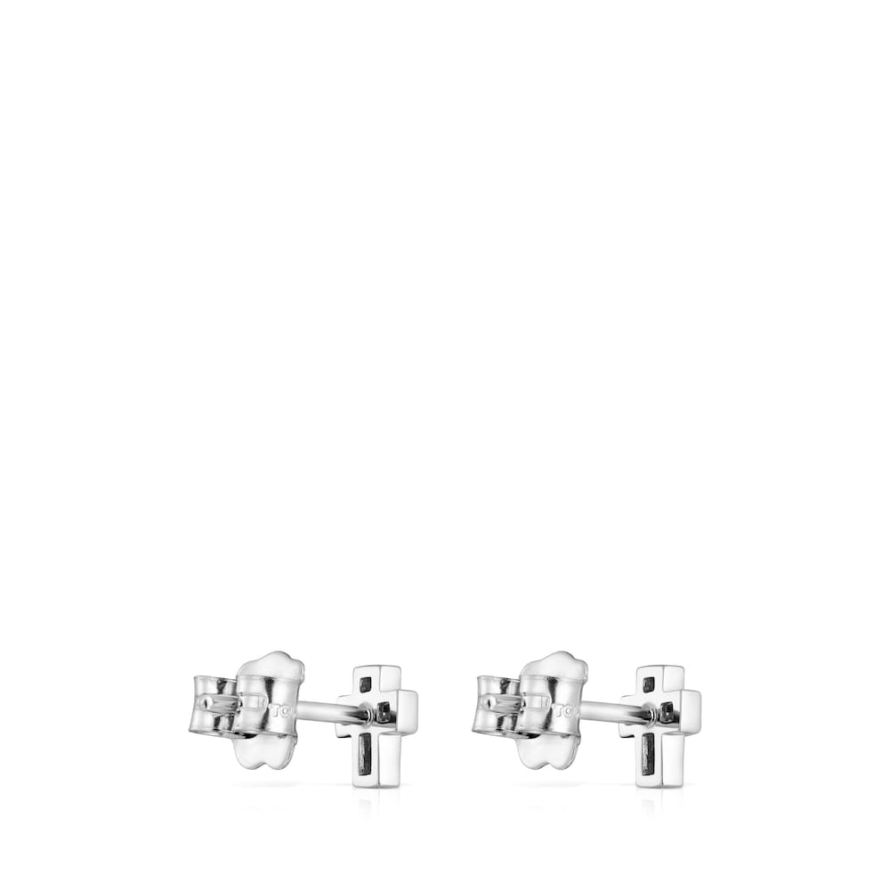 Pendientes cruz de oro blanco y diamantes Les Classiques