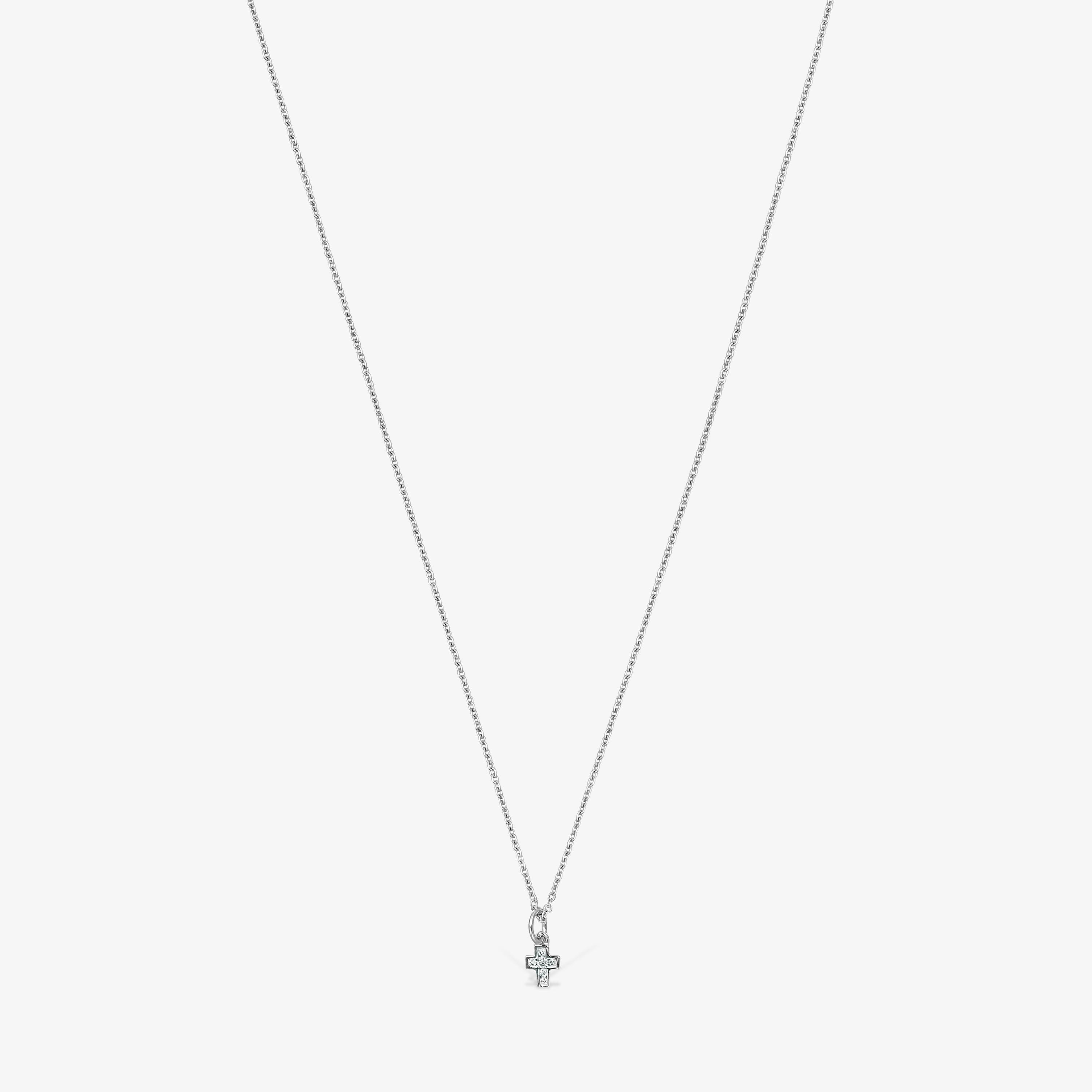 Les Classiques Cross Necklace in 18K white gold with Diamonds