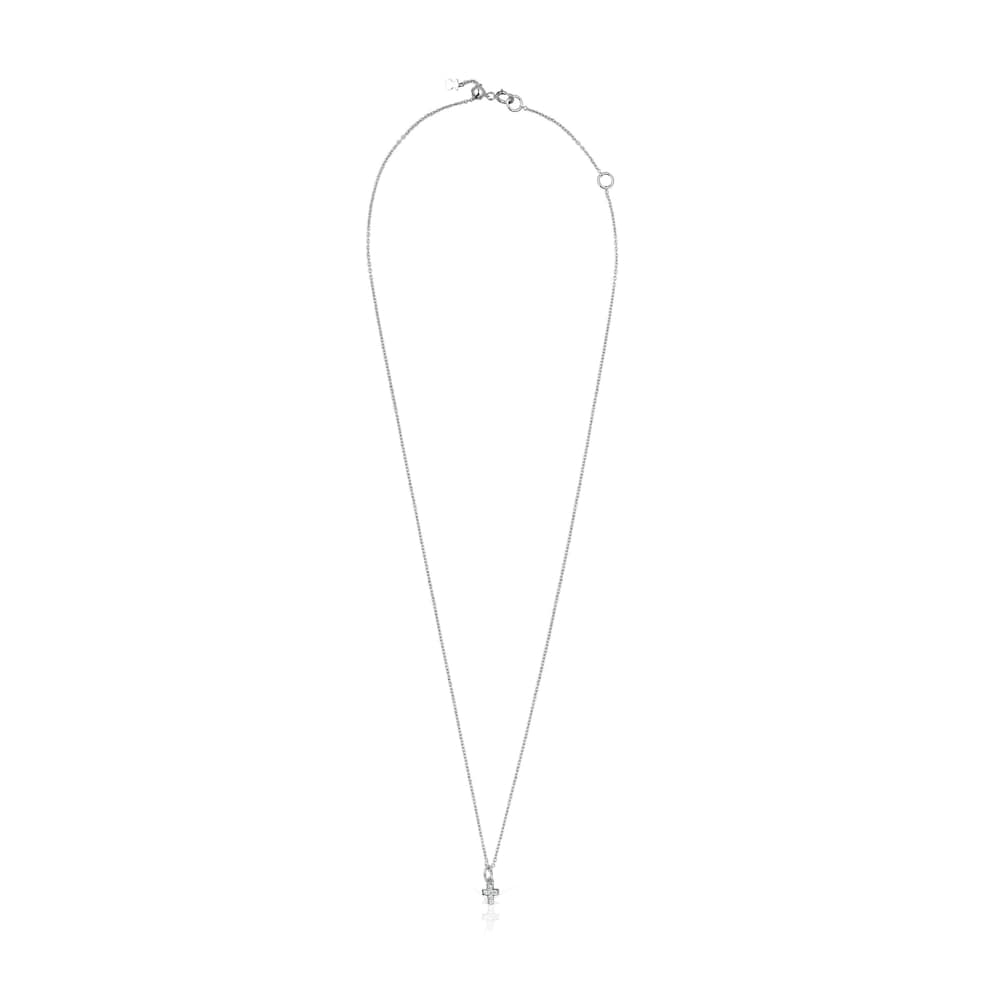 Collar cruz de oro blanco con diamantes Les Classiques image number 1