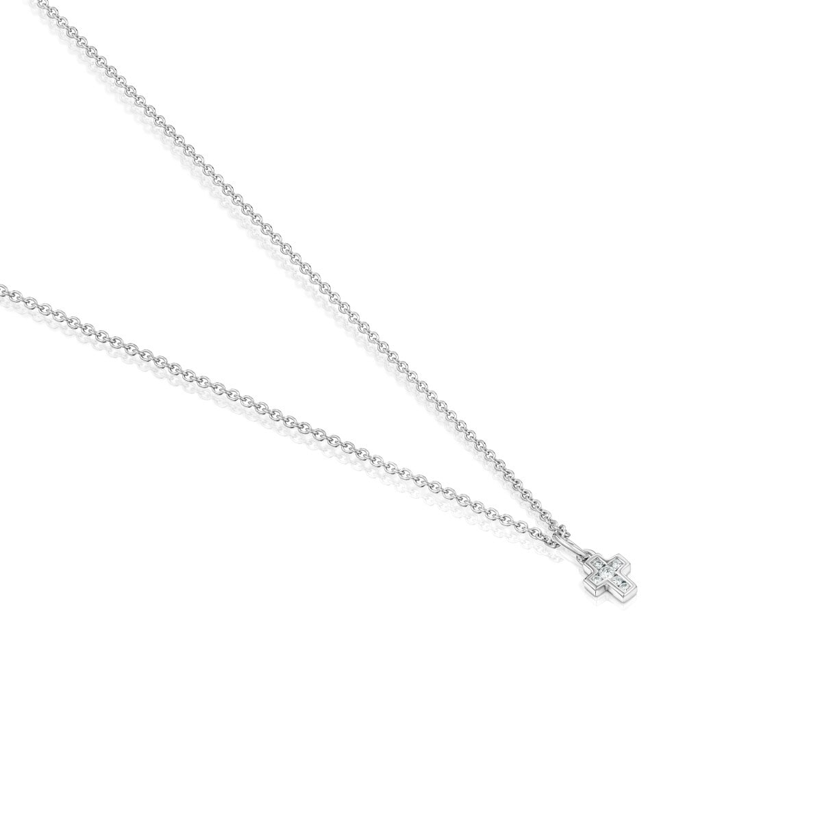Collar cruz de oro blanco con diamantes Les Classiques