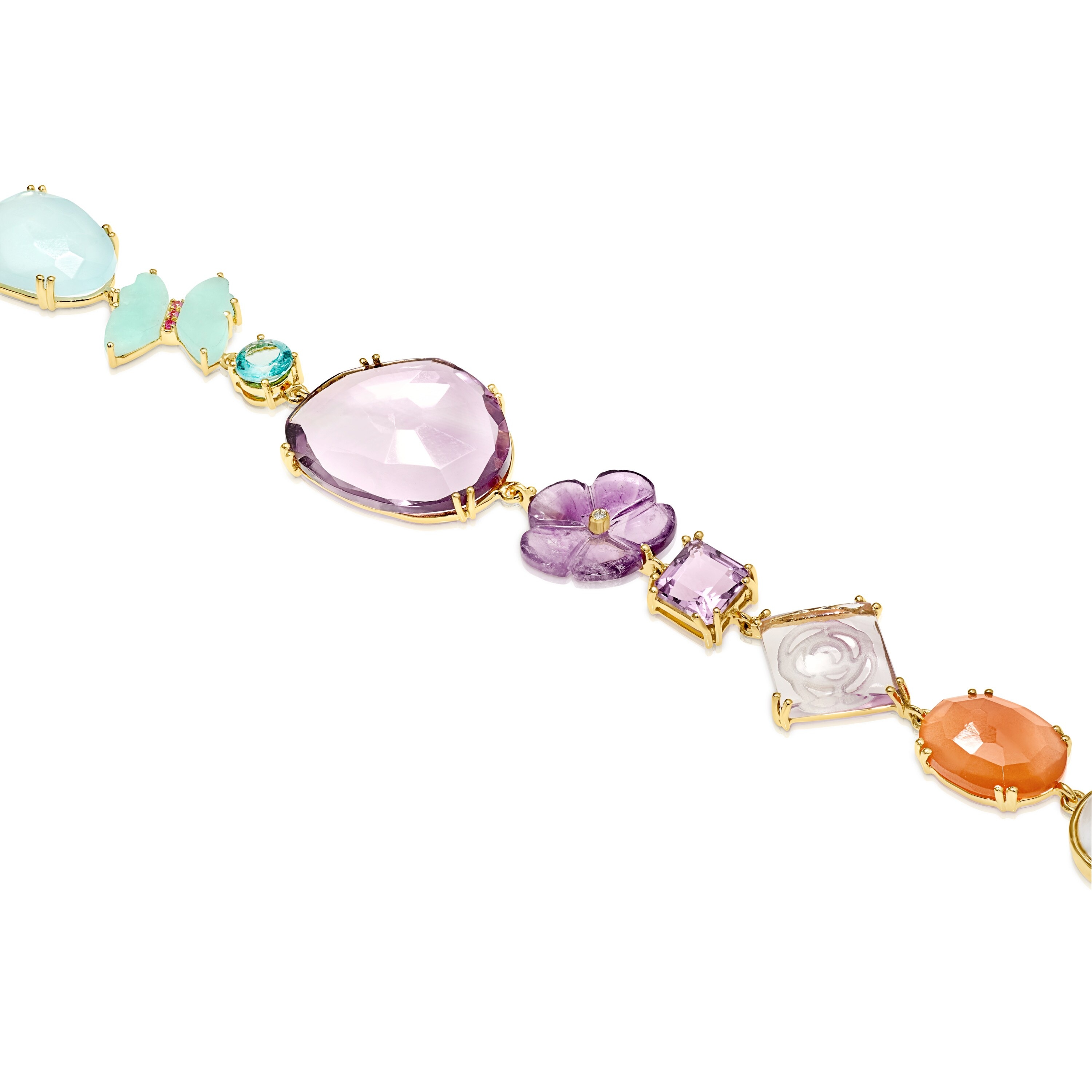 Pulsera de oro con perlas y gemas Vita