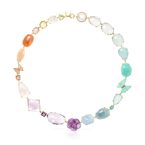 Collar de oro con gemas multicolores Vita