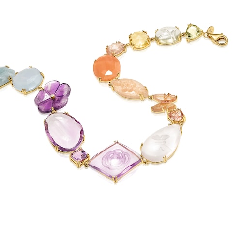 Collar de oro con gemas multicolores Vita