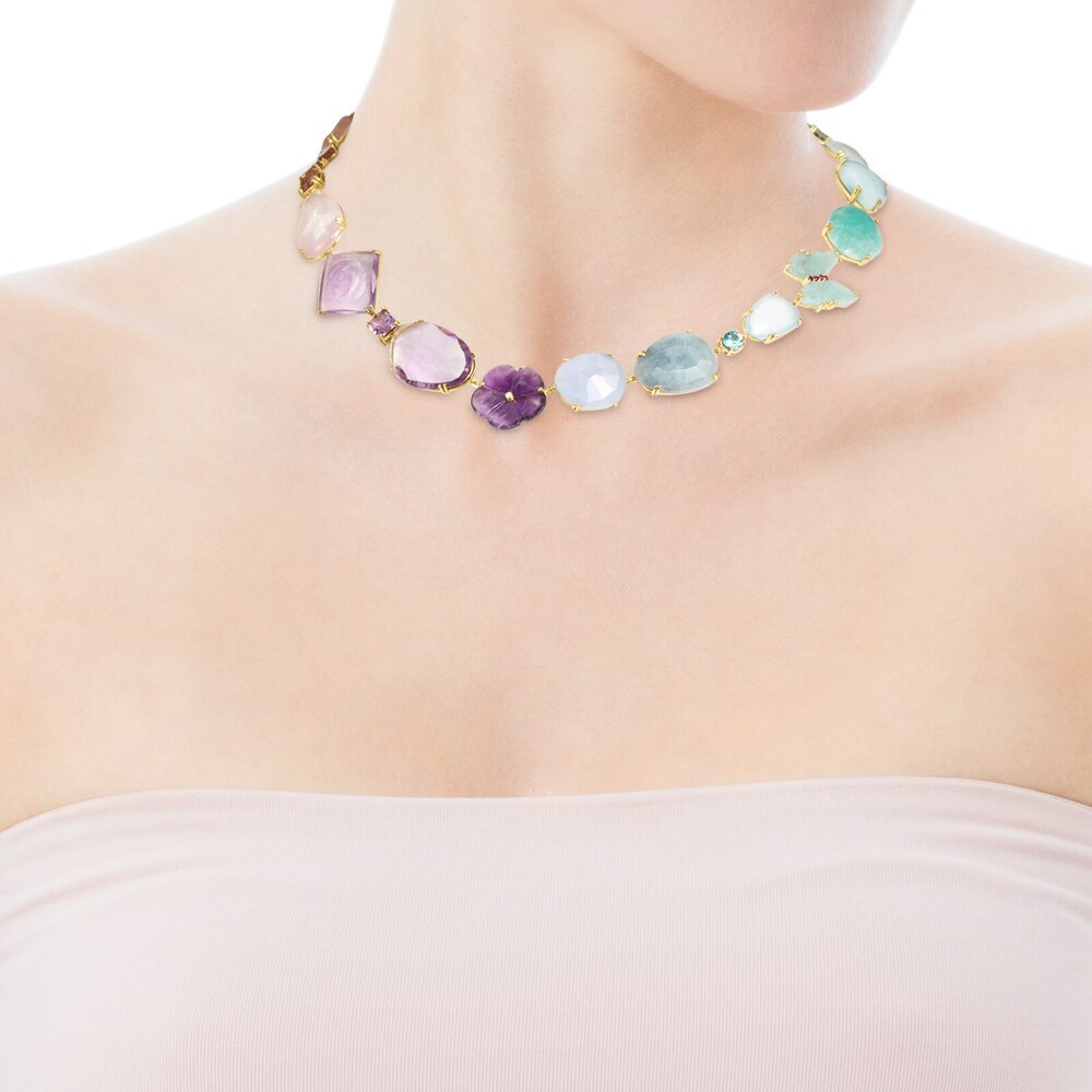 Vita - Naszyjnik Tous z ż&oacute;łtego złota z kamieniami i diamentem