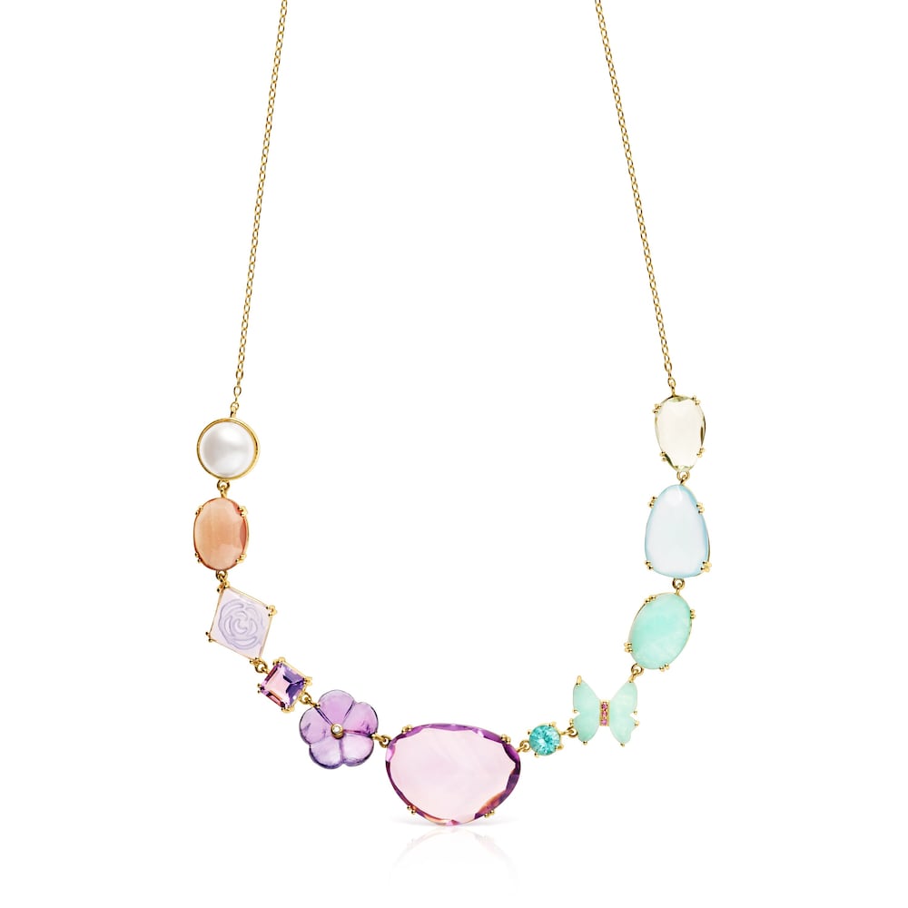 TOUS Vita Necklace in Gold with Diamonds and multicolor Gemstones