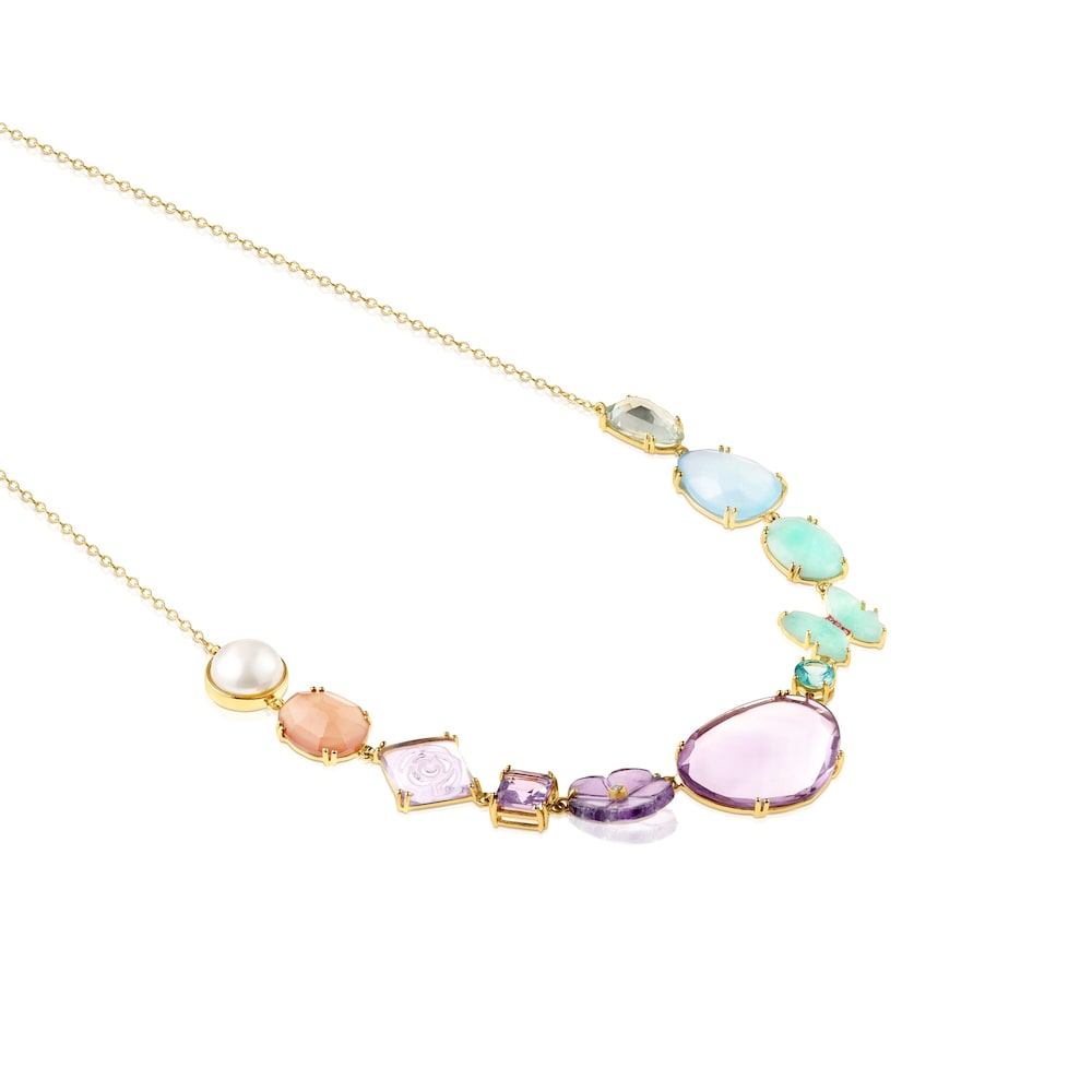 TOUS Vita Necklace in Gold with Diamonds and multicolor Gemstones