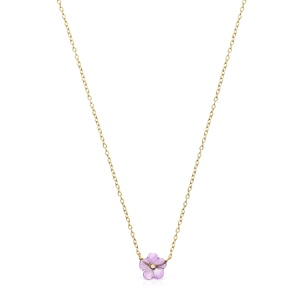 Collar Vita de Oro con Amatista y Diamante
