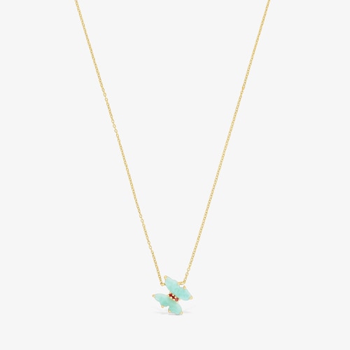 Collar de oro con amazonita y rub&iacute; Vita