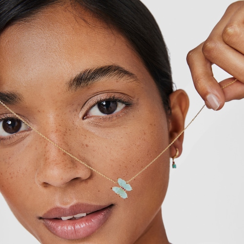 Collar de oro con amazonita y rub&iacute; Vita