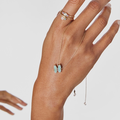 Collar de oro con amazonita y rub&iacute; Vita