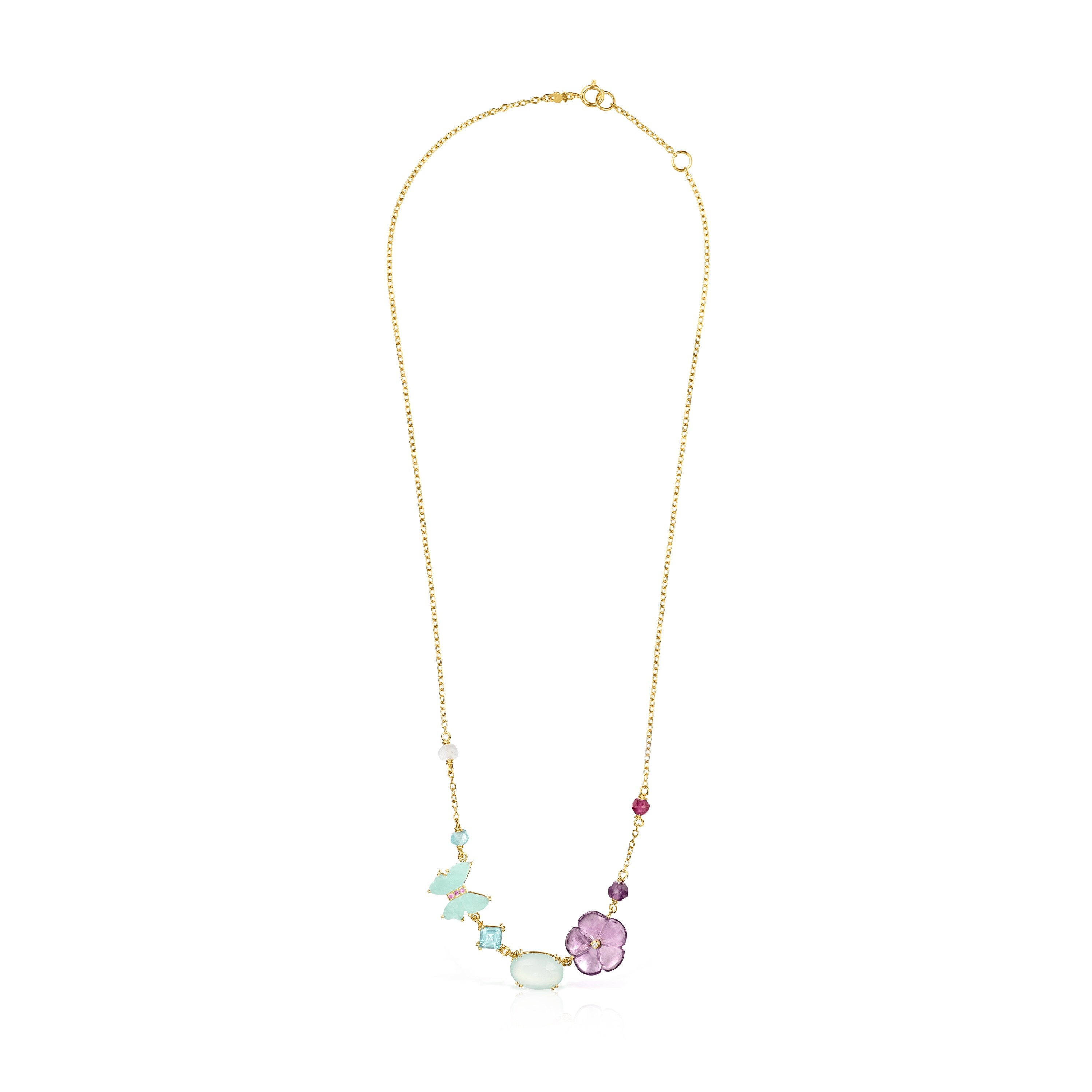 TOUS Vita Necklace in Gold with Diamonds and Gemstones 0.01ct 42cm.