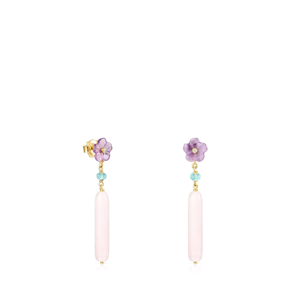 Short Vita earrings in Gold with Gemstones