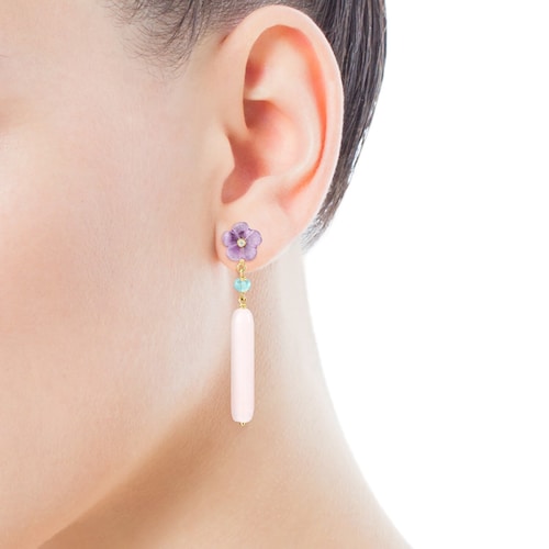 Short Vita earrings in Gold with Gemstones