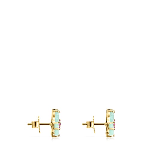 Gold with Amazonite and Ruby Vita butterfly Earrings