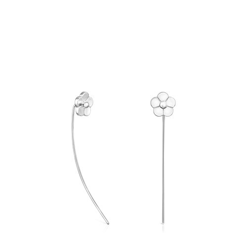 Long Silver Vita Flower Earrings image number 0