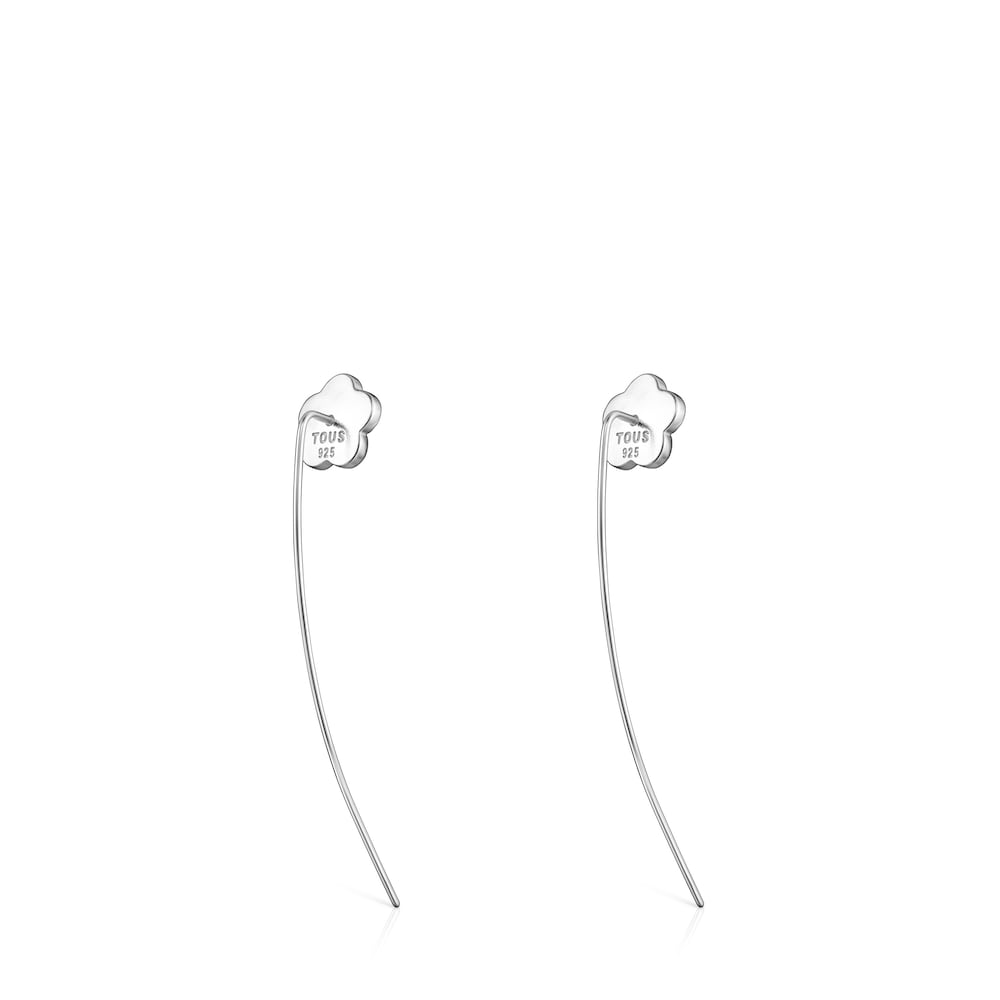Long Silver Vita Flower Earrings