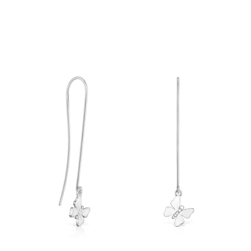 Long Silver Vita Butterfly Earrings