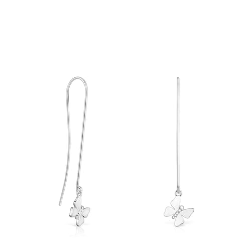 Long Silver Vita Butterfly Earrings image number 0