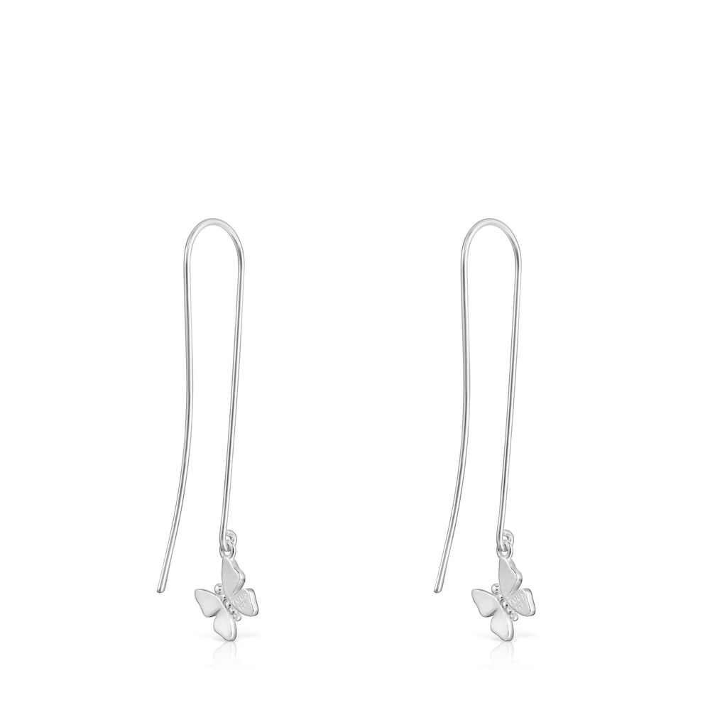 Long Silver Vita Butterfly Earrings