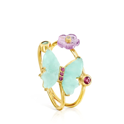 Vita butterfly Ring in Gold with Gemstones