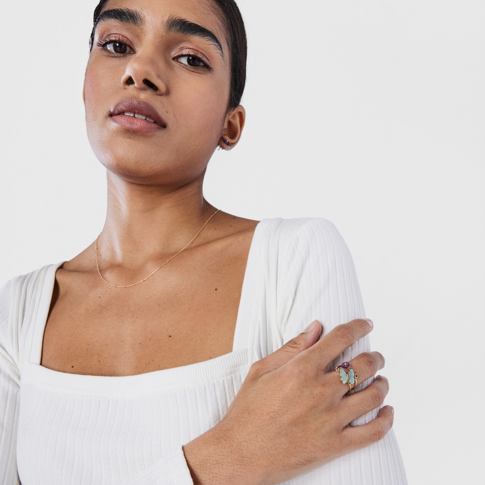 Anillo Vita mariposa de Oro con Gemas