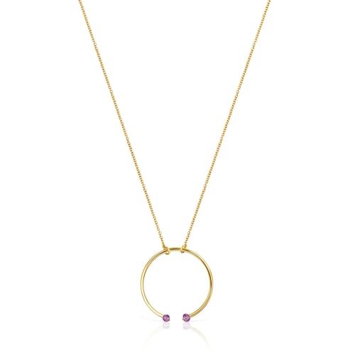 TOUS Batala Necklace in Silver Vermeil with Amethyst 4cm